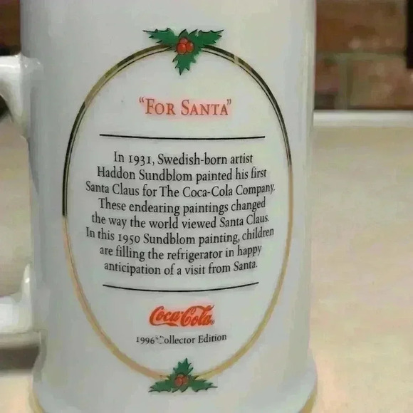 Vintage 1996 Set of 4 Coca Cola "For Santa" Christmas Mugs/Tankards/Coffee/Tea - Picture 6 of 8
